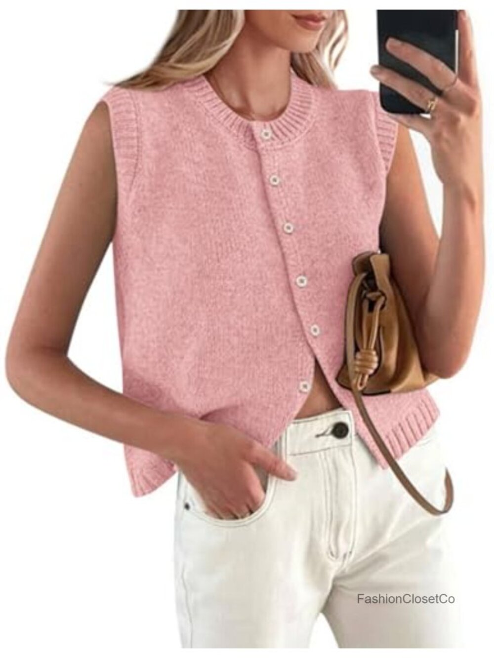 Sleeveless Knit Sweater Vest Button Up Lightweight Summer Cardigan